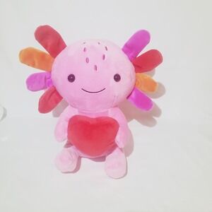 Hallmark Axolotl Plush Pink Stuffed Animal w Heart Valentine Multi-Color Gills
